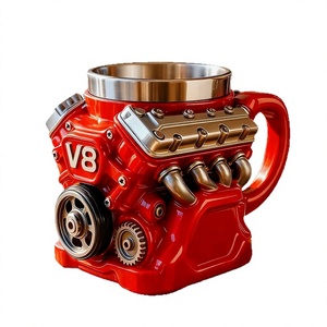 แก้วเรซิ่นรูปเครื่องยนต์ V8 สีแดง แก้วรูปเครื่องยนต์รถยนต์ ของตกแต่งโต๊ะทำงาน สำหรับแฟนๆรถยนต์ เป็นของขวัญ - Product Image 4