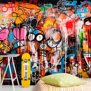 Farbenprächtige bemalte Graffiti-Wandpapiere für den Innen- und Außenbereich graphic-aufnäher und -aufnäher aus vinyl