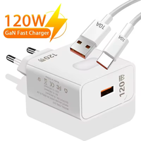 Pengisi Daya USB GaN 120W QC3.0 Pengisian Cepat Port Tipe-C Perlindungan OTP untuk Laptop Tablet Smartphone Earphone