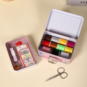 Mystic Arts Iron <b>Sewing</b> <b>Box</b> Double Layer Large Capacity Needle Thread Organizer Craft Storage Metal Portable Home Office Use - Product Image 2