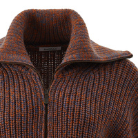 Cardigan court zippé en laine tricoté pour femme, style vintage décontracté, avec manches évasées épaisses, pour automne-hiver, personnalisable OEM/ODM