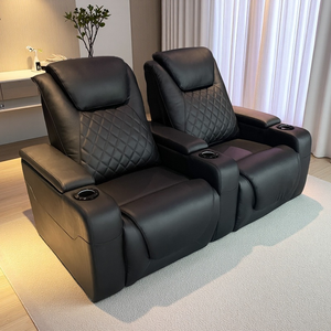 Juego de sofá de cine reclinable eléctrico de cuero de grano superior moderno para sala de cine en casa sillón reclinable eléctrico asientos VIP sala de estar - Product Image 3