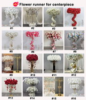 Décoration de table SMS, grande roue, fleurs en soie rondes, blanches et roses, fleurs artificielles faites à la main, chemin de table pour mariage, ornement de fête