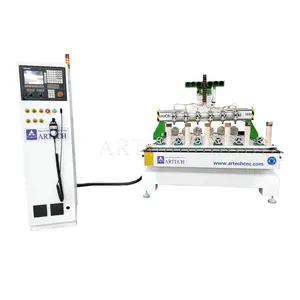 High efficiency China Multi Head Rotary 4 Axis 3d Wood CNC Router Machine 6 Heads Woodworking CNC Router