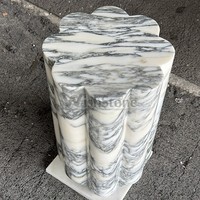 Table d'appoint cannelée en marbre blanc en forme de nuage, table d'appoint en pierre naturelle pour salon, décoration de villa, taille personnalisée