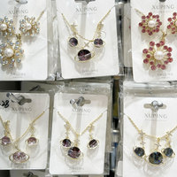 Parure de bijoux XUPING en gros, plaqué or, avec pendentif fleur et cœur en zircone cubique synthétique, collier et boucles d'oreilles tendance