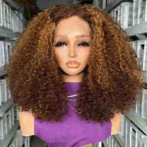 วิกผมแท้จากอินเดียแบบลูกไม้ด้านหน้า 13x4 ความหนาแน่น 200% ขนาด 14 นิ้ว ทรงแอฟโฟรสั้นหยิกฟู สำหรับผู้หญิงชาวยุโรปและอเมริกา - Product Image 1