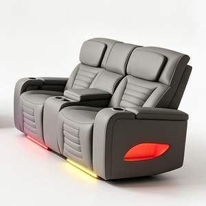 Modern Artificial Leather Reclining <b>Sofa</b> Set Colorful LED Lights Drop Table Function Sponge Living Room Contemporary Design - Product Image 4