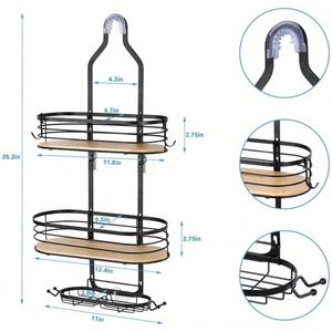 Étagère de salle de bain à 2/3/4 niveaux, panier de douche adhésif sans perçage, organisateur de douche à suspendre sur la porte - Product Image 2