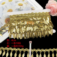 Garniture en dentelle à franges à sequins pour robe de danse, vêtements, ruban de décoration en tresse dorée, accessoire de couture DIY