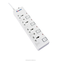 DACHANG Soket Ekstensi Universal 4 Arah ESMA Power Strip 4 Stopkontak AC 13A Kabel Ekstensi IEC Bersertifikasi CB Sakelar Individual