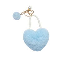 Lot de porte-clés cœur en peluche perlé Kawaii mignon, mini pendentifs pompon doux en forme de cœur pour sac, porte-clés cœur moelleux