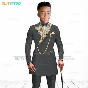 Costume de garçon <span class=keywords><strong>bleu</strong></span> royal formel <span class=keywords><strong>pour</strong></span> enfants tenue de Performance de remise des diplômes mariages pantalons de Costume d'hôte de fête <span class=keywords><strong>pour</strong></span> enfants 2 pièces - Product Image 2