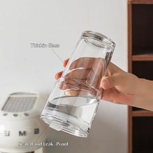 Set <span class=keywords><strong>di</strong></span> 2 Bicchieri in Vetro Trasparente da 20oz con Coperchio, Tazze da Caffè Rinforzate, Bicchieri con Cannuccia per Frullati, Tè, Latte, Whisky - Product Image 3