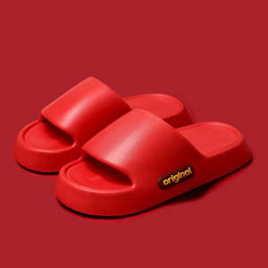 Sandalias de una Pieza con Suela Gruesa y Acolchada, Punta Abierta, con Letras Impresas en el Lateral, para Parejas, Uso Doméstico de Verano - Product Image 1