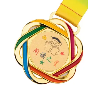 定制奖章Futbol Medailles足球跑足球奖金属儿童奖牌金丝带运动空白奖杯和奖牌