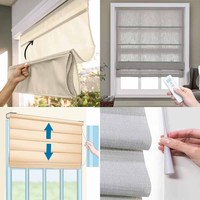 Store romain en lin design à rayures verticales, accessoire de stores romains motorisés filtrant la lumière pour rideau de fenêtre horizontal uni