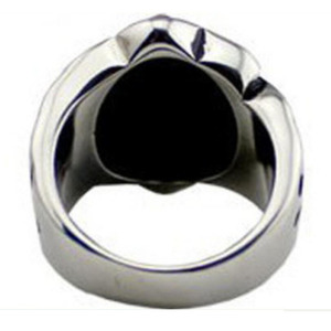 Anillo de Acero Inoxidable para Hombre con Bisel Ovalado de Piedra Negra y Diseño de Planta, Joyería de Regalo - Product Image 4