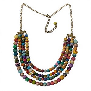 Collar de cuentas de colores multicapa para mujer, cadena de eslabones chapada en oro, joyería de fiesta de estilo bohemio - Product Image 1
