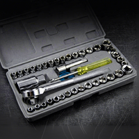 Juego de Llaves de Tubo Profesional de 40 Piezas, Kit de Herramientas Manuales para Mecánico Automotriz, Caja de Herramientas para Reparación de Autos en Emergencias