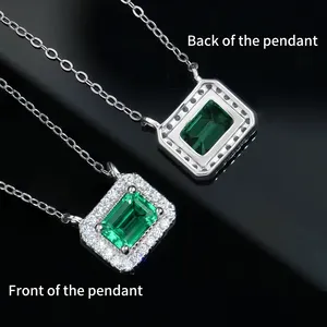 Xingyue Fancy Shape Colorful Gemstone Jewellery Smart S925 Sterling Silver Green Lab Grown Emerald Pendant Necklace For Women