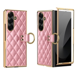 เคสโทรศัพท์หนัง PU ชุบเคลือบแบบธุรกิจสำหรับ Samsung Z Fold 8 3 4 5 6 7 พร้อมวงแหวน ป้องกันหน้าจอ กันกระแทก - Product Image 1
