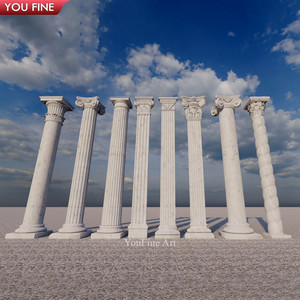 Colonnes de marbre de pilier de <span class=keywords><strong>pierre</strong></span> naturelle blanche de décoration <span class=keywords><strong>extérieure</strong></span> à vendre - Product Image 4