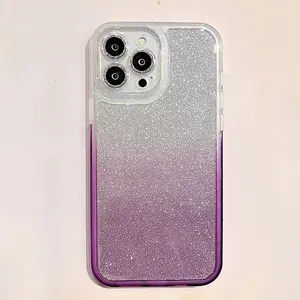 Bling Bling Glitter Gradient Colors Diamond Mobile Phone Case for iPhone 15 14 13 12 11 ProMax Glass Lens Protective phone cover