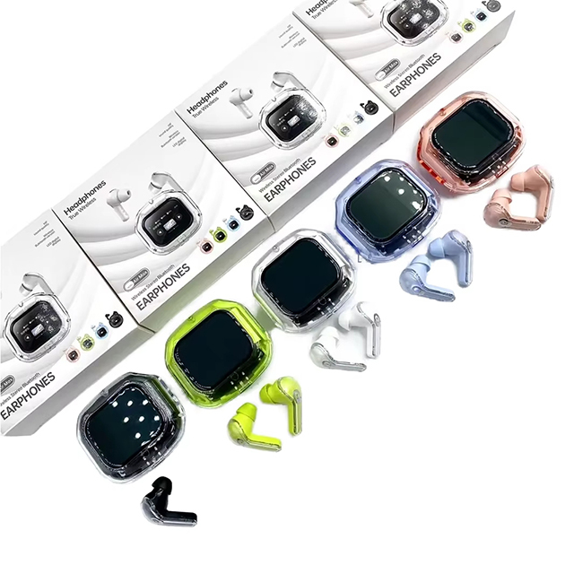 Air Max True Wireless for Earbuds IPX-6 Waterproof Touch Control Transparent In-Ear Sports Stereo Bass 4-5 Hours Playtime