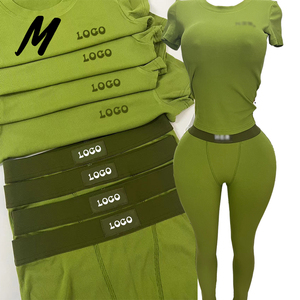 Benutzer definiertes Logo Großhandel gerippte Baumwolle 2 Stück Strick-Set Frauen Full Winter Frau Shirts und Leggings Outfit Lounge wear Set - Product Image 4
