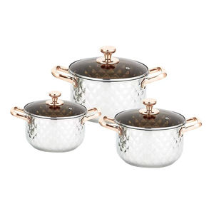 Ensemble soupe et pot à soupe en acier inoxydable avec une finition métallique à la mode et un design circulaire moderne à fond unique - Product Image 3