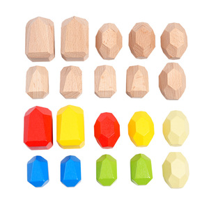 Blocchi di costruzione per l'apprendimento prescolare Montessori in legno massello che impilano e smistano pietre di bilanciamento per giovani studenti - Product Image 3