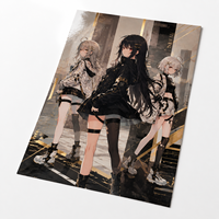 Affiches d'art numérique anime sur mesure en or rose/cuivre, impression sur feuille de précision, pelliculage brillant, petite tirée, pour convention d'artistes