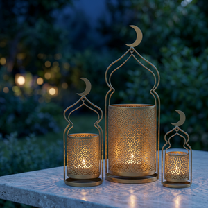 2026 Latest Hot Selling Ramadan Home Decorations Classic Metal Moroccan Lanterns Popular Moon Design - Product Image 2