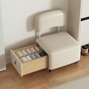 Spinner <b>Stool</b>, Household Wheeled Low <b>Stool</b>, Cream-colored <b>Storage</b> <b>Stool</b>, Suitable for Living Rooms and Children - Product Image 1