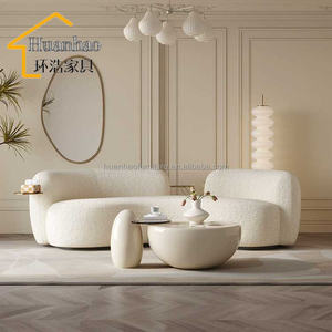 Salotto curvo negozio di <span class=keywords><strong>abbigliamento</strong></span> in velluto di agnello Internet celebrità ricevimento modulo pisello divano crema Sabi Sabi modulare - Product Image 1