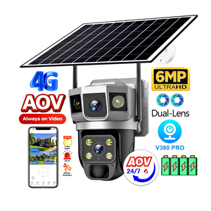 AOV Solar <b>Security</b> <b>Camera</b> V380PRO Dual Lens 6MP 4G <b>Wifi</b> PTZ Outdoor Surveillance System IP66 8W Solar Panel 8000mAh Battery - Product Image 1