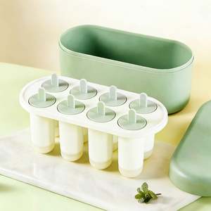 Moldes de Plástico para Helados con Contenedor, Moldes de Helados de Grado Alimenticio con 8 Cavidades, Molde para Helados con Palito Reutilizable para Yogur y Jugo - Product Image 5