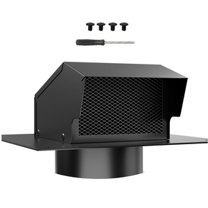 Cache de ventilation mural à capot pour siphon de sèche-linge - Capot d'évacuation en acier galvanisé avec amortisseur et grille pour ventilateur de salle de bain extérieur/<span class=keywords><strong>hotte</strong></span> aspirante - Product Image 1