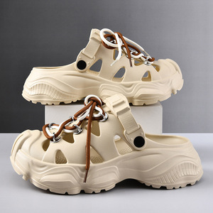 Platform Crocs Summer <b>Closed</b>-<b>Toe</b> <b>Sandals</b> EVA Anti-Slip Thick Sole 3.5cm Heel Height Couple Style Outdoor Wear - Product Image 3