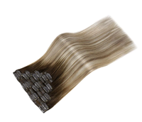 Extensions de cheveux à clipser en gros, plusieurs pièces, cheveux humains russes Remy, blonds, lisses, multi-packs, extensions de cheveux humains sans couture