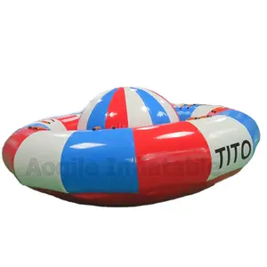 热卖水上玩具充气飞艇疯狂飞碟旋转可牵引迪斯科船