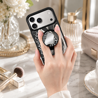 Étui de téléphone miroir personnalisé haut de gamme avec support magnétique ou sangle pour téléphone, coffret cadeau, illustration personnalisée pour iPhone 16 17 18 Pro Max
