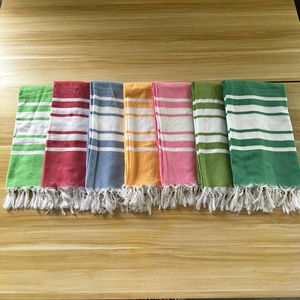Nuovo telo mare e da bagno turco a righe larghe con bordo a nappe, personalizzabile, in tessuto misto - Product Image 1