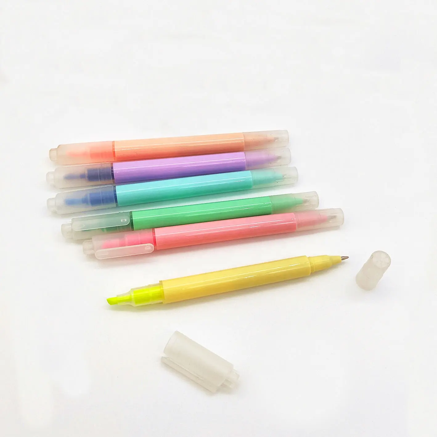 Fabricante de rosa caneta de plástico promocional com amarelo extravagante marcador e caneta gel combo marcador caneta esferográfica com logotipo personalizado