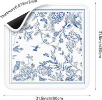 Table de jeu pliable et portable YQJY Mahjong, motif floral bleu et blanc, colibris, antidérapante, en caoutchouc écologique, style chinoiserie élégante