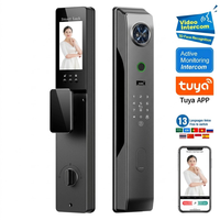 Tuya WiFi Akıllı Parmak İzi Kilidi Kapı Tam Otomatik Çok Dilli Görüntülü İnterkom Yapay Zeka Video 3D Yüz Tanımalı Akıllı Kilit Kamera ile