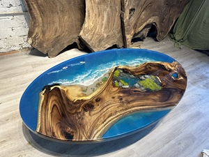 Tables de salle à manger en résine époxy à bord vif en vente en gros en usine - Product Image 3