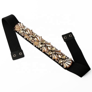 Thắt lưng nữ thời trang kiểu dáng hiện đại, chất liệu vải, đính đá pha lê, kiểu thun co giãn, trang trí eo. - Product Image 3