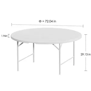 Benjia-طاولة طعام بلاستيكية مستديرة قابلة للطي للحفلات الخارجية, طاولة من البلاستيك مستديرة قابلة للطي للحفلات ، 8-10 أشخاص ، 6ft